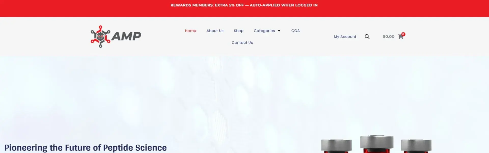 Ameano Peptides storefront banner