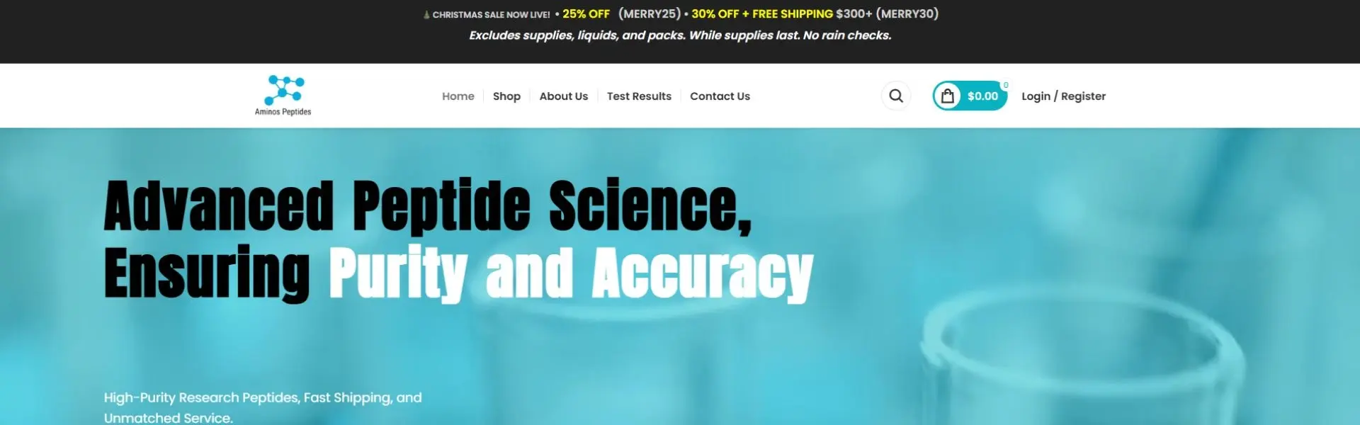 Aminos Peptides storefront banner
