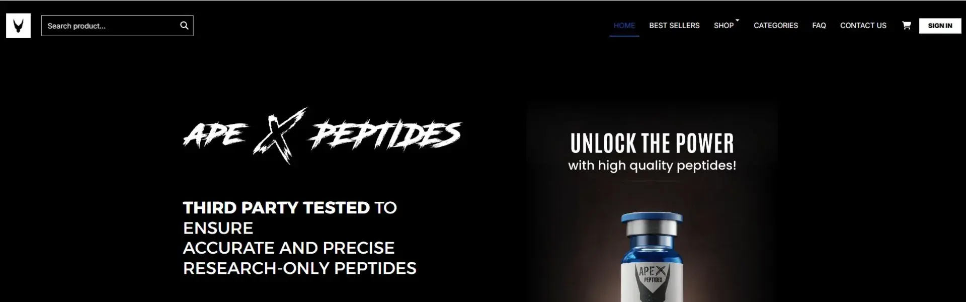 Apex Peptides storefront banner