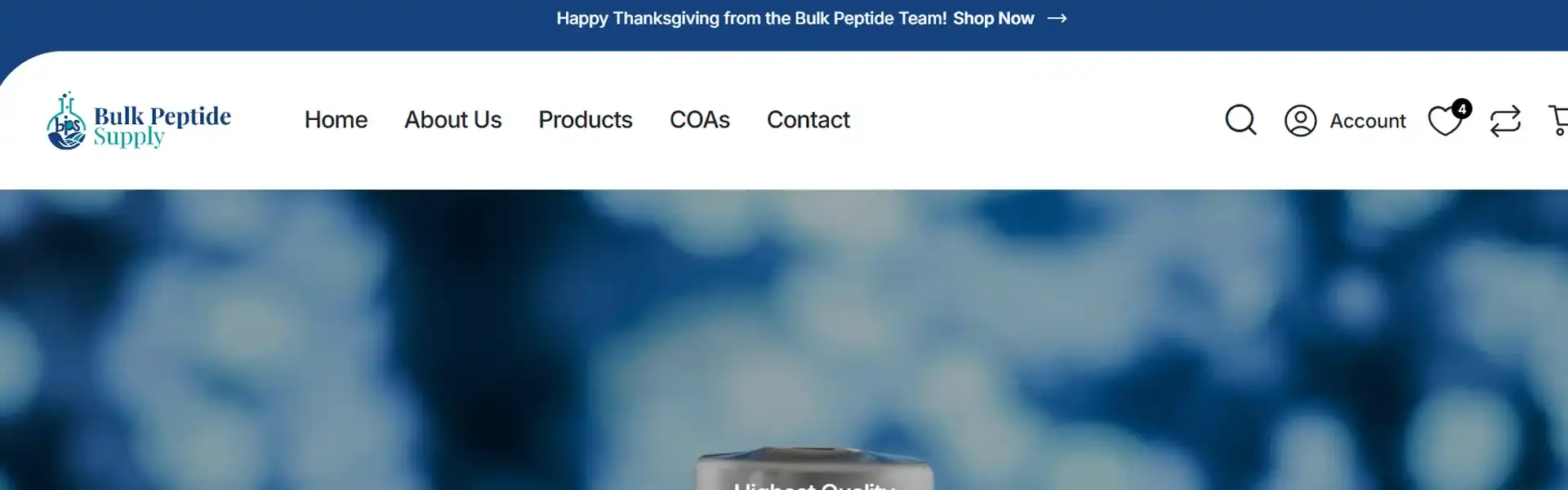 Bulk Peptide Supply storefront banner