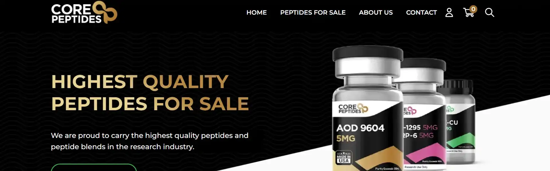 Core Peptides storefront banner