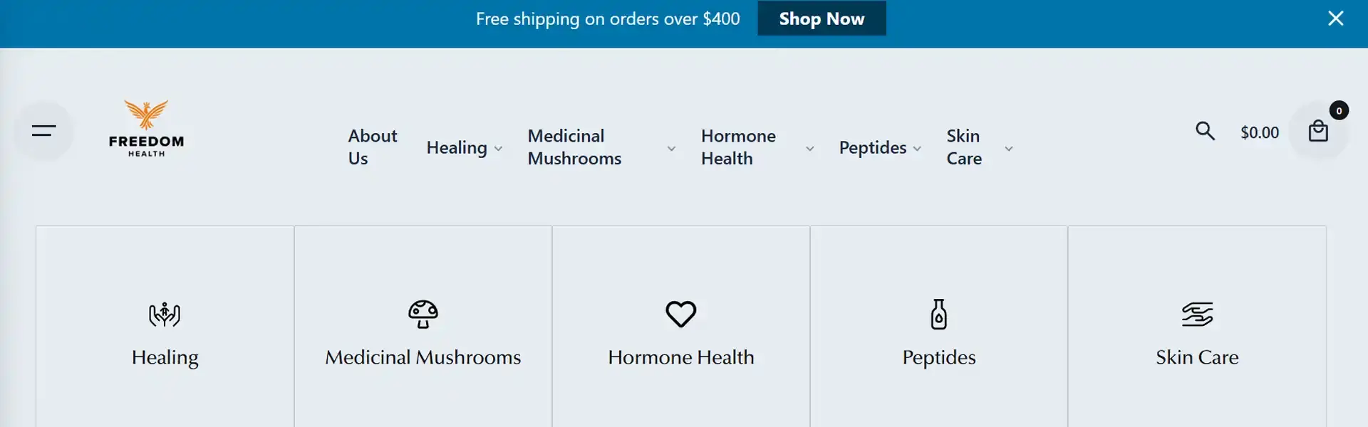 Health Freedom storefront banner