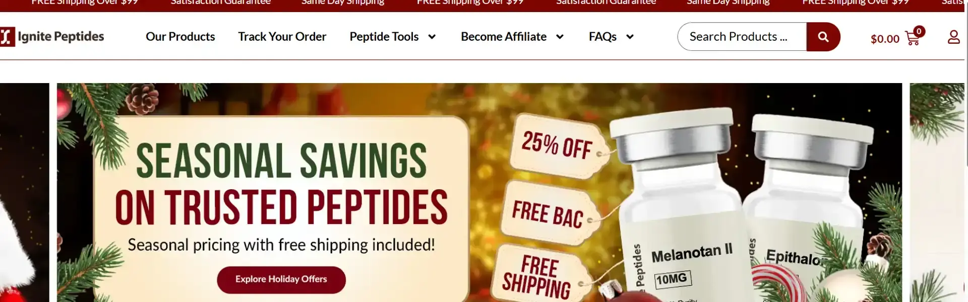 Ignite Peptides storefront banner