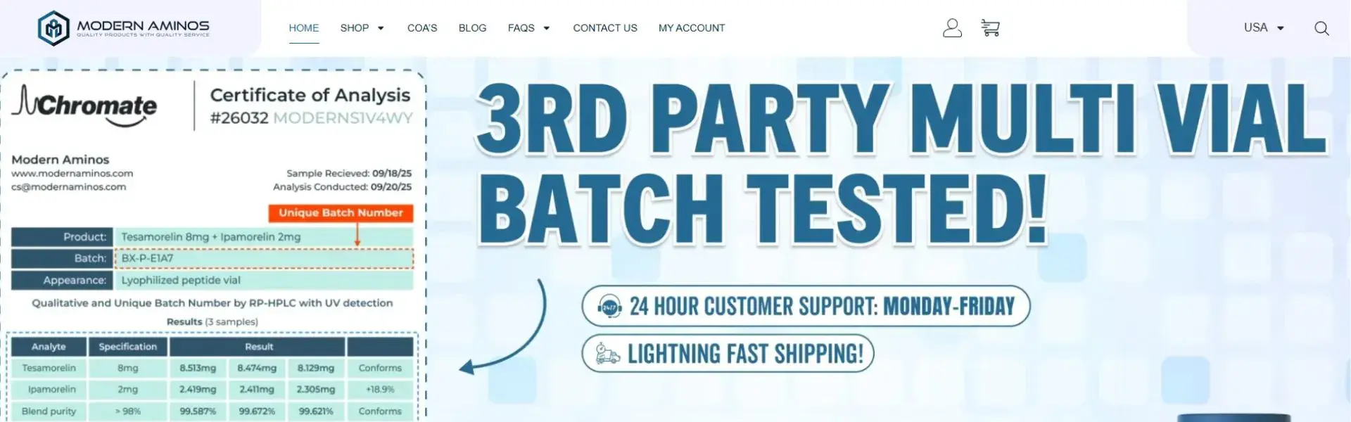 Modern Aminos storefront banner
