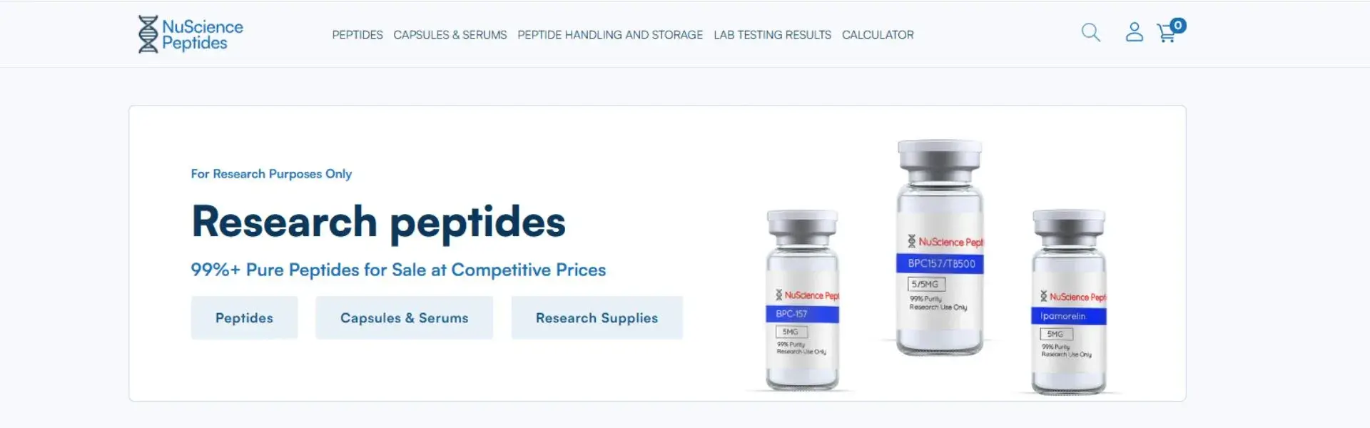 NuScience Peptides storefront banner