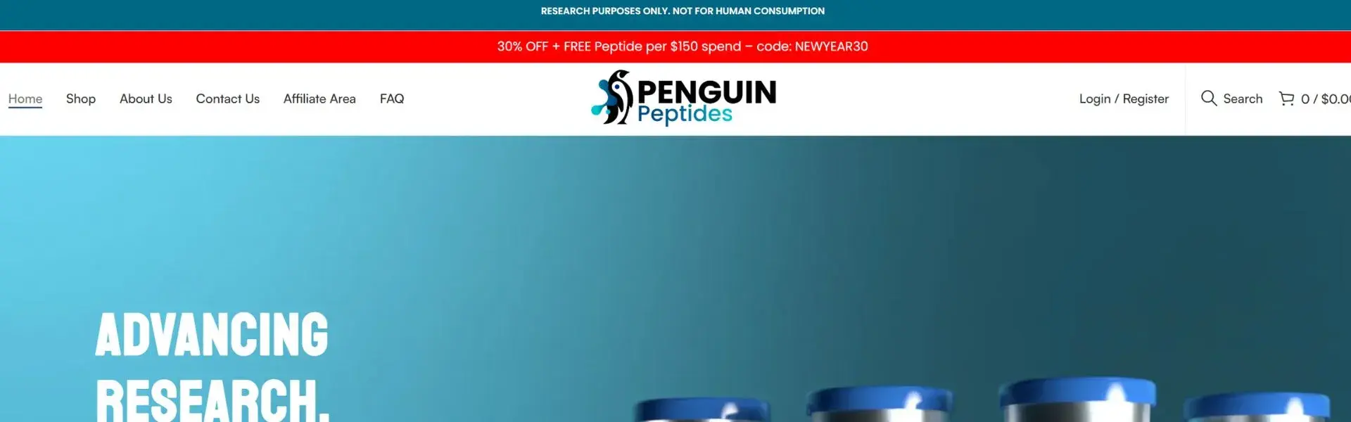 Penguin Peptides storefront banner