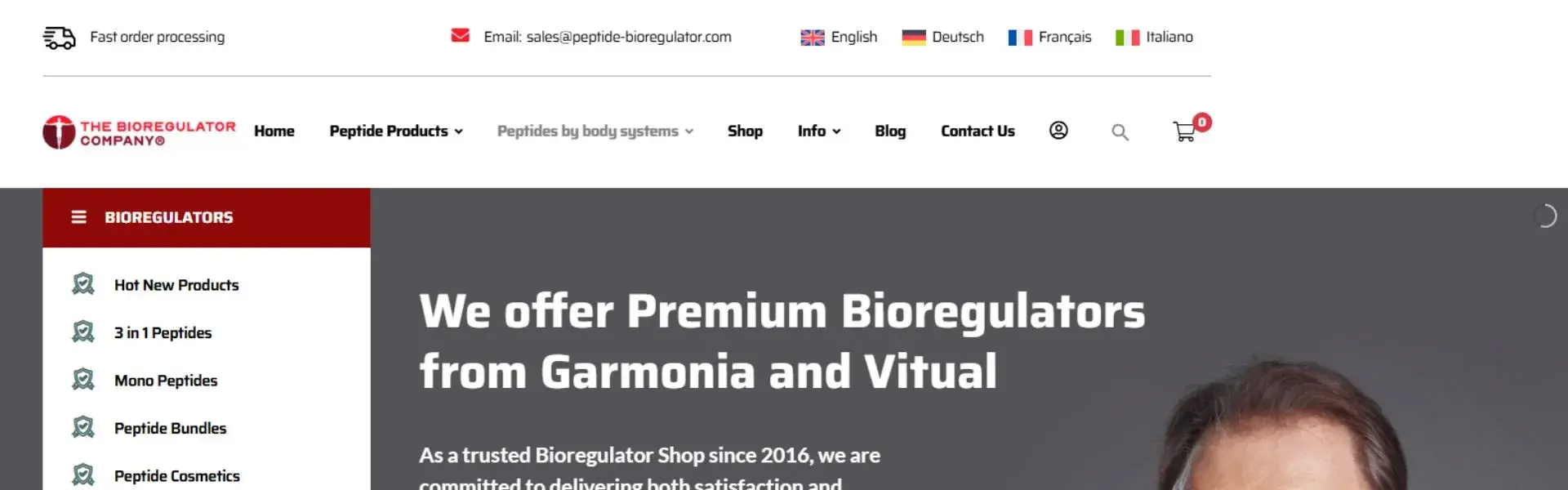 Peptide Bioregulator storefront banner