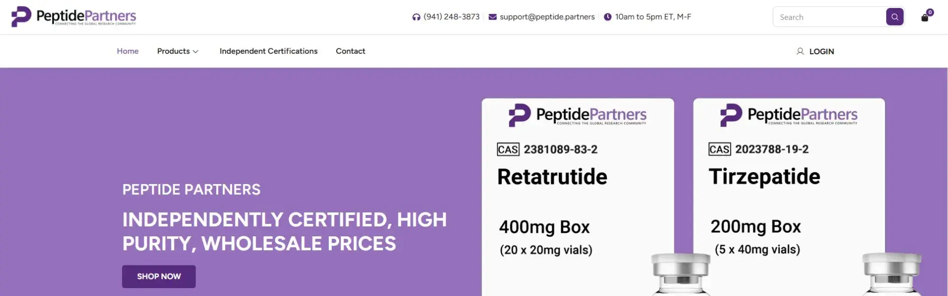Peptide Partners storefront banner