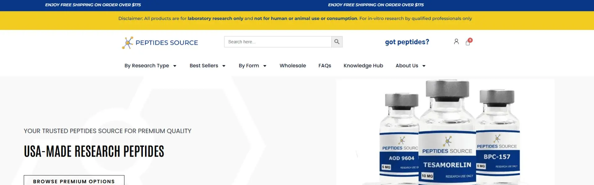 Peptides Source storefront banner