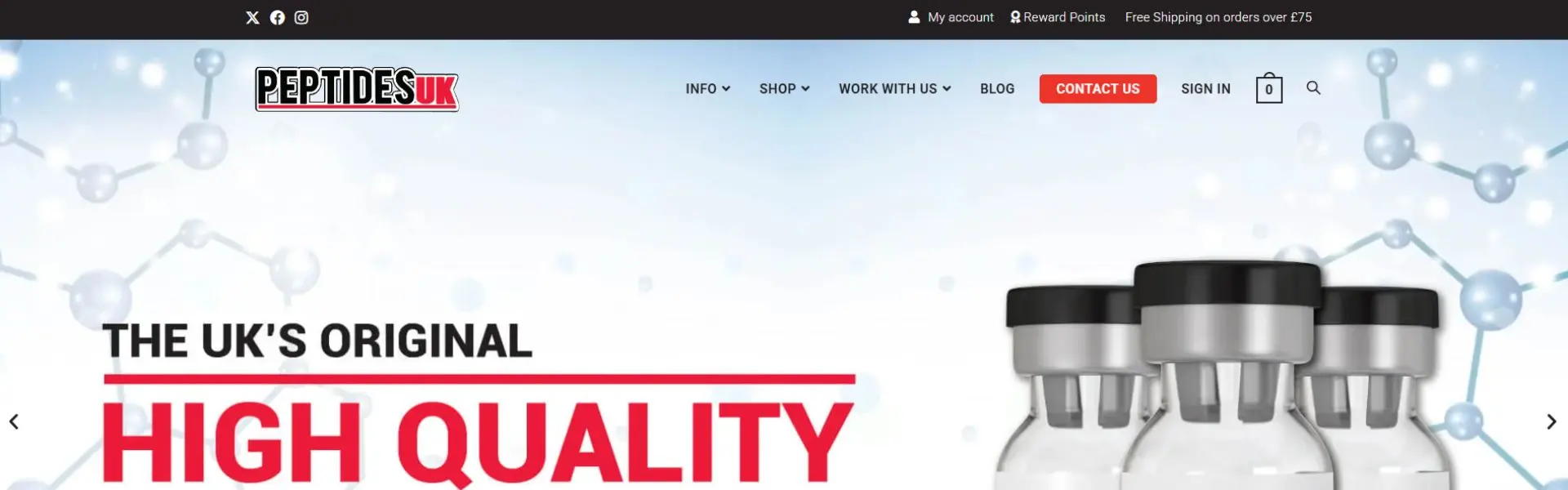 Peptides UK storefront banner