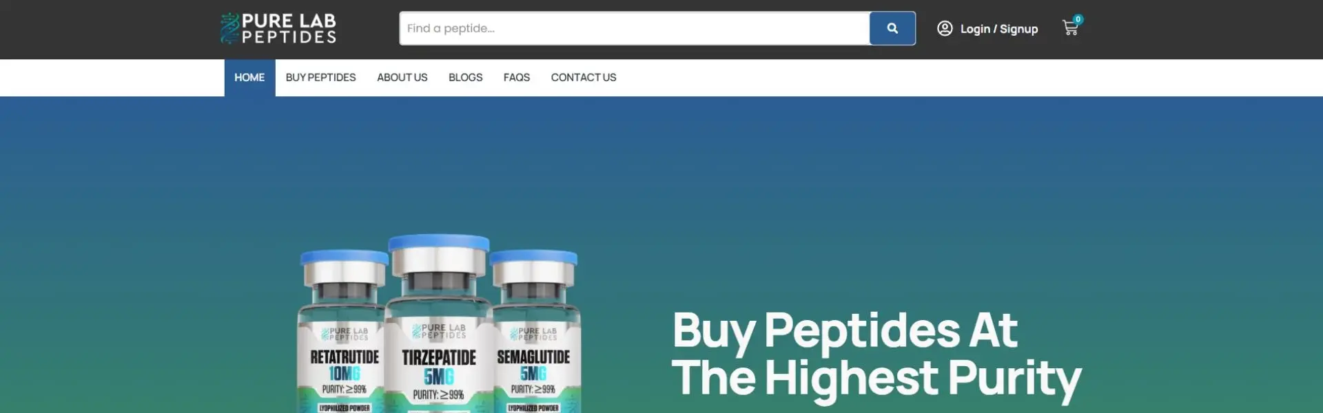 Pure Lab Peptides storefront banner