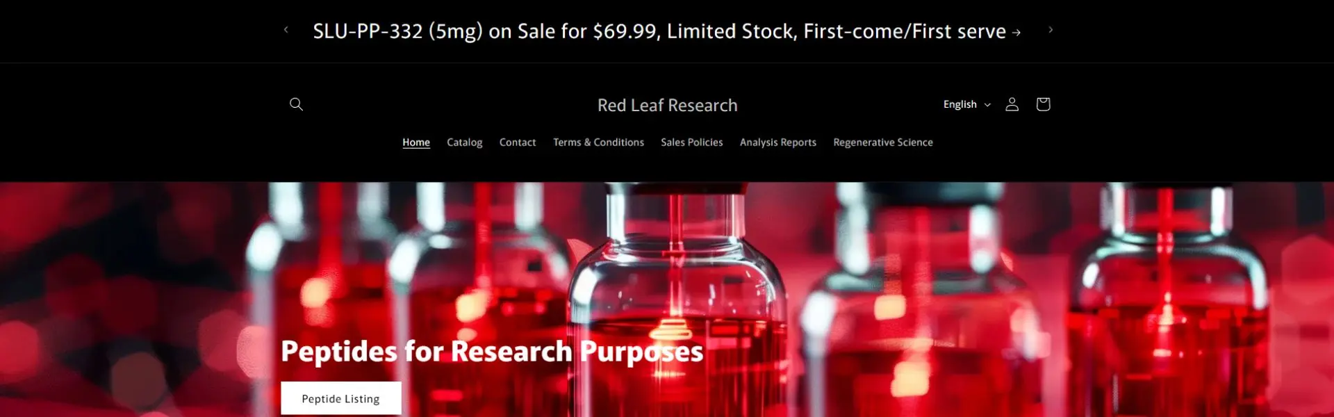 Red Leaf Peptides storefront banner