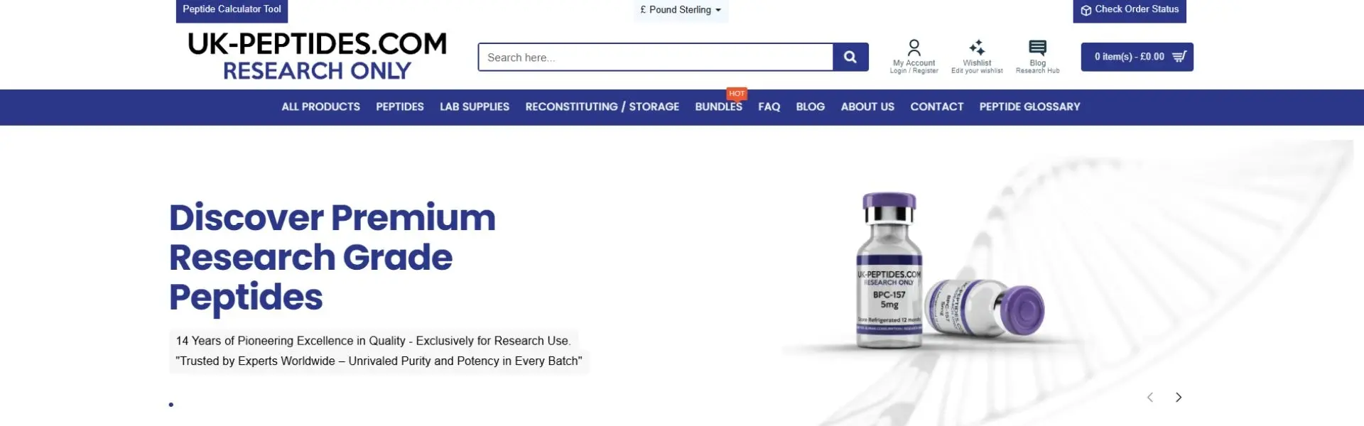 UK Peptides storefront banner