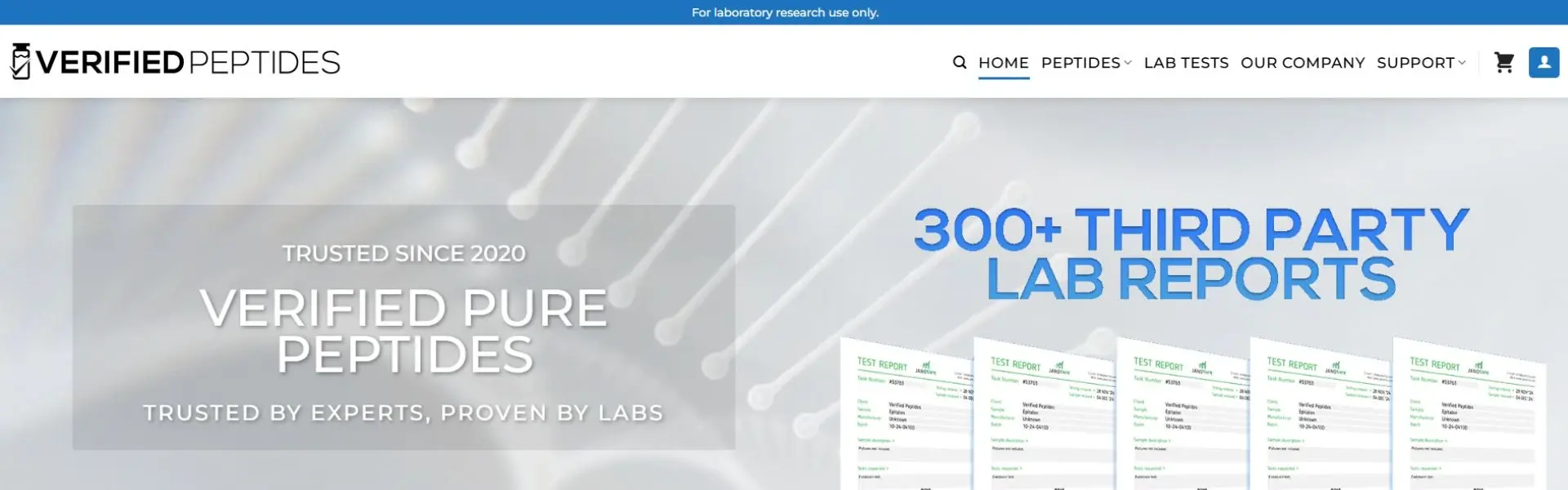 Verified Peptides storefront banner