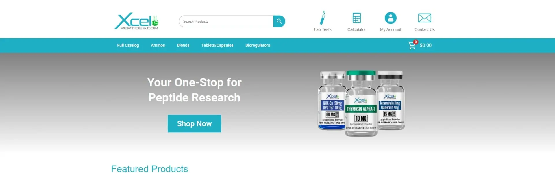 Xcel Peptides storefront banner